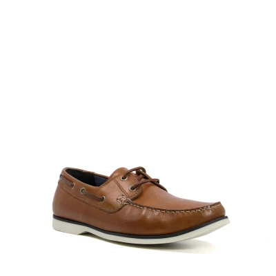 Image of Dune London Mens SAIL Leather Boat Shoes Tan Size UK 7