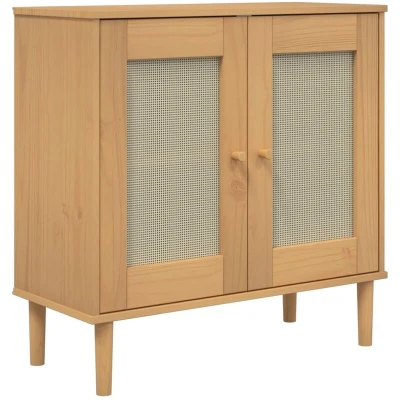 Image of vidaXL Sideboard SENJA Rattan Look Brown 80x35x80 cm Solid Wood Pine