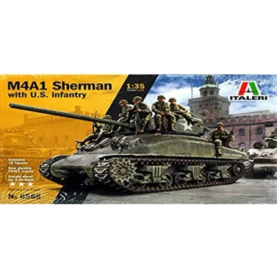 Image of Italeri ITA6568 M4A1 Sherman with US Infantry Figures Model kit, Unvarnished, Mittel