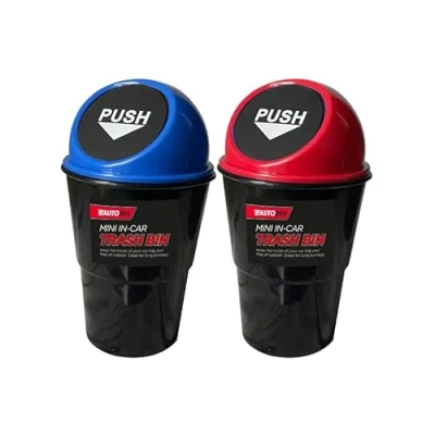 Image of MantraRaj 2X Vehicle Automotive Cup Holder Garbage Can Small Mini Trash Bin Car Universal Organizer Rubbish Drinks Auto Dust Case Van Office Desk