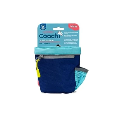 Image of Coachi Train &amp; Treat Bag, Pouch, Generously Sized Compartment, Zipped Pocket, Drawstring Closure, Secure Attachment, Clips on Belt, Waistband or Pocket. Suitable for Dog Walking Training