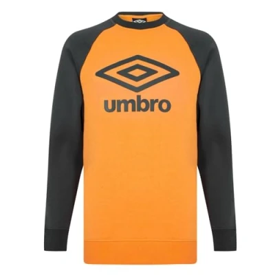 Image of Umbro Mens Raglan Sweat Crew Sweater Orange/Blue S