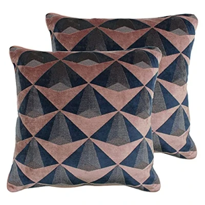 Image of Paoletti Leveque Twin Pack Polyester Filled Cushions, Blush/Navy, 50 x 50cm