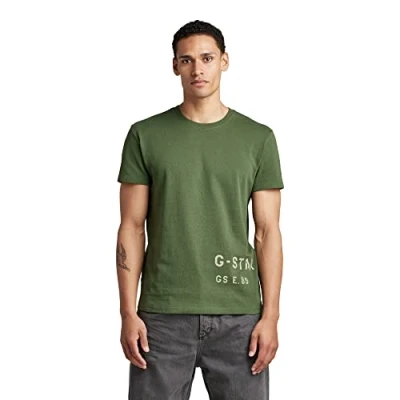 Image of G STAR RAW Men&#039;s Stencil Front Back Graphic T Shirt, green (dk nuri D22382 C336 3476), XS