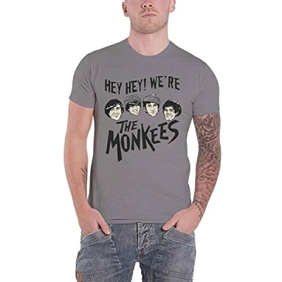 Image of The Monkees T Shirt Hey Hey! Band Logo Official Mens Grey M