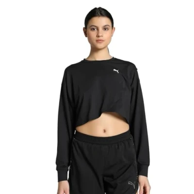 Image of Puma Cloudspun Crossover CREW Short Long sleeved top, Women&#039;s, Size: XS, Black
