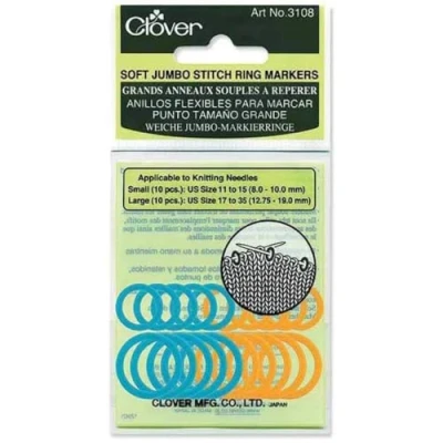 Image of Clover 3108 Soft Jumbo Stitch Ring Markers, Other, Multicoloured, 2.58 x 8.47 14.92 cm