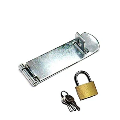 Image of Merriway BH05817 Safety Hasp/Staple Galvanised Complete with Brass Padlock, 100 mm (4 inch)