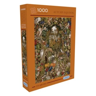 Image of The Art File: Autumn Equinox 1000 Piece Jigsaw Puzzle Beautiful Woodland Castle Sustainable for Adults Premium 100% Recycled Board Great Gift Gibsons Games B Corp Certifi