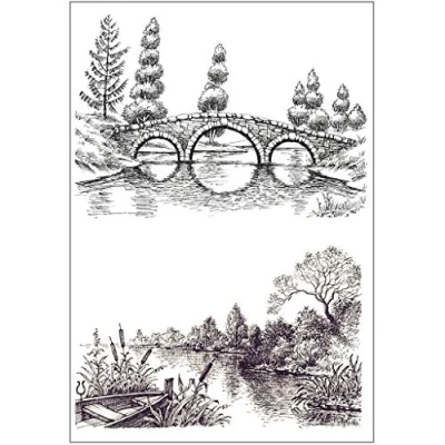 Image of Bridge/Lakeside DIY Silicone Clear Stamp Cling Seal Scrapbook Embossing Album Decor Craft Wax