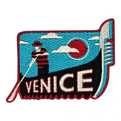 Image of Vagabond Heart Venice Italy Iron On Travel Patch/Gondola and Gondolier Patch/Great Gift or Souvenir for Backpack Travellers
