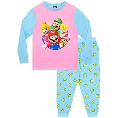 Image of SUPER MARIO Girls Gaming Pyjamas Nightwear for Kids Multicoloured 7 8 Years
