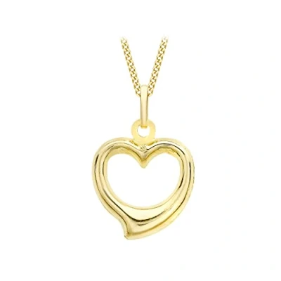 Image of Carissima Gold Women&#039;s 9 ct Yellow 12 x 14 mm Heart Pendant on 0.7 Diamond Cut Curb Chain Necklace of Length 46 cm/18 Inch