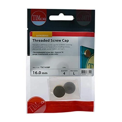 Image of TIMCO Threaded Screw Caps Solid Brass Satin 16mm