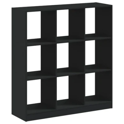 Image of vidaXL Black Engineered Wood Bookcase 9 Cube Shelf Unit for Living Room, Bedroom, Office 102x32x108 cm