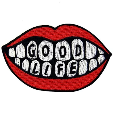 Image of Good Life Patch Embroidered Smile Badge Iron On Sew Emblem