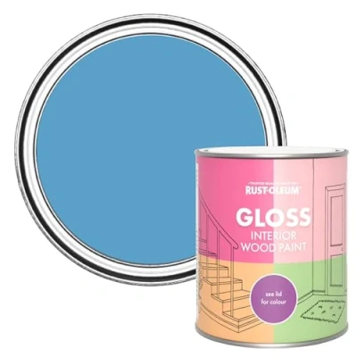 Image of Rust Oleum Blue Interior Wood Paint in Gloss Finish Cerulean 750ml