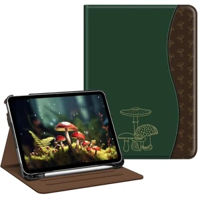 Image of FINTIE Case Compatible with iPad 10th Generation (2022) 10.9 Inch, Multi Angle Viewing Protective Stand Cover Pencil Holder &amp; Pocket, Auto Sleep/Wake, Mushroom