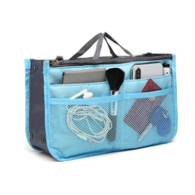 Image of Kono Handbag Organiser Ladies Travel Insert Cosmetic Bag Large Tidy Liner Pouch Purse with Multi Pockets