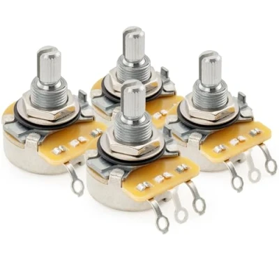 Image of CTS 450 Series B500K Split Shaft Fine 24 Splines Linear Taper Potentiometer for Electric Guitar Bass, 10% Tolerance (Set of 4)