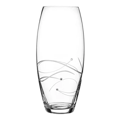 Image of DIAMANTE Spiral Large Hand Cut Crystal Barrel Vase with Swarovski Crystals 30cm