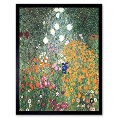 Image of Wee Blue Coo Gustav Klimt Flower Garden 1907 Old Master Painting Art Print Framed Poster Wall Decor 12X16 Inch