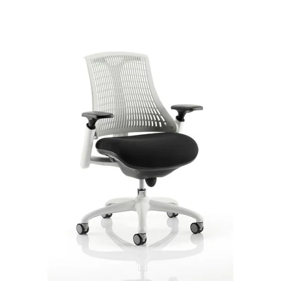 Image of Flex Task Operator Chair White Frame Black Fabric Seat Moonstone Back