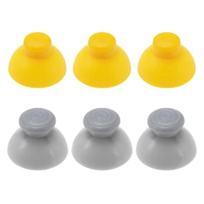 Image of EMSea 6Pcs Analog Joysticks Caps Replacement Compatible with Nintendo GameCube Controller Stick Covers Accessories ABS Yellow&amp;Grey