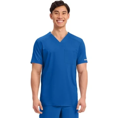 Image of Cherokee Workwear Revolution WW603 Men&#039;s V Neck Top, Royal, Large