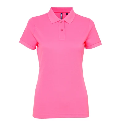 Image of Asquith &amp; Fox Womens/Ladies Short Sleeve Performance Blend Polo Shirt (Neon Pink) Size X Large