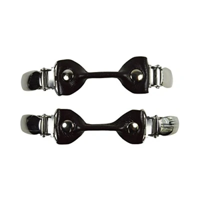 Image of Olata Women&#039;s Elasticated Leather Cinch Clips for Tops, Dresses and Cardigans Pack of Two. Brown