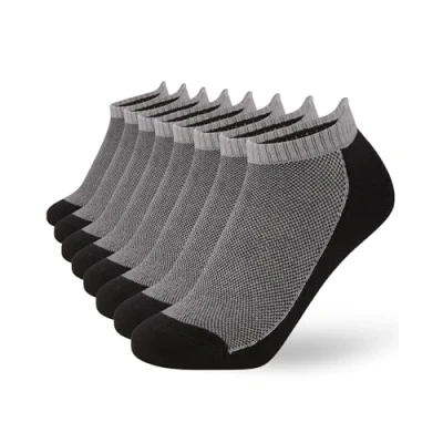 Image of FM London 8 pack Mens Bamboo Trainer Socks Super Soft, Breathable, Odour Resistant Ankle with Protective Heel Tab