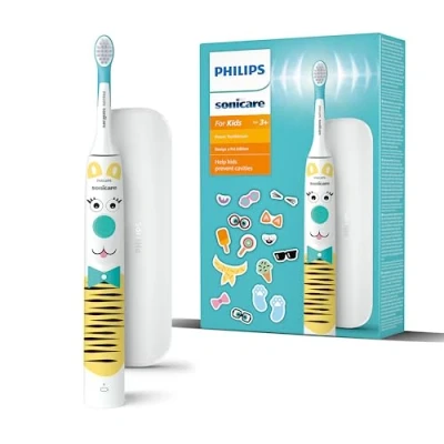Image of Philips Sonicare for Kids Electric Toothbrush Design a Pet Edition Power with Themed Sticker Sheets Children, Slim Travel Case and USB Charger (Model HX3603/01)