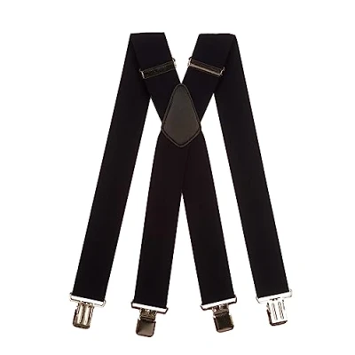 Image of Men&#039;s XXL Extra Wide, Heavy Duty X Shape Braces/Suspenders, 5cm Navy Blue