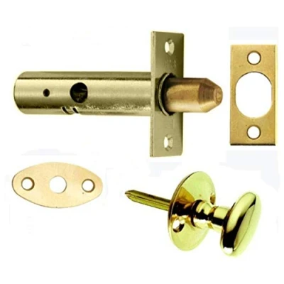 Image of Polished Brass Oval Thumb Turn with Door Security 60mm Rack Bolt