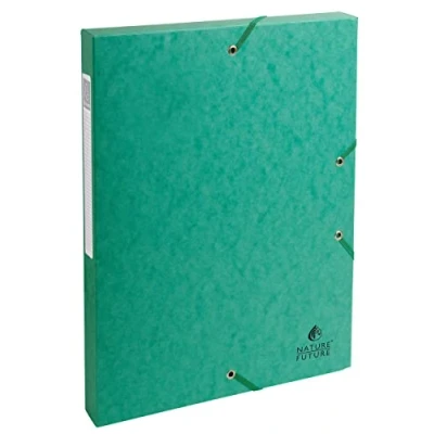 Image of Exacompta Ref 50303E Pressboard Filing Box 250 x 330mm in Size, Suitable for Holding A4 Documents, 2.5cm Spine, 600gsm Genuine Pressboard, Spine Label Green