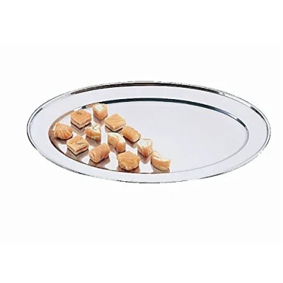 Image of Olympia K362 Oval Serving Tray 10In/251mm Stainless Steel Platter, Silver