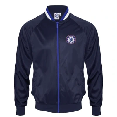 Image of Chelsea FC Official Football Gift Mens Retro Track Top Jacket Navy XXL