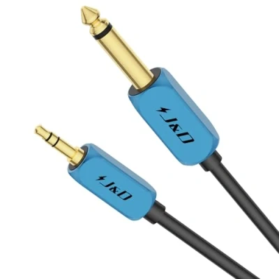 Image of J&amp;D 1/4 inch TS to 3.5mm TRS Cable, Heavy Duty Copper Shell 6.35mm Male 1/8 Mono Interconnect Stereo Aux Cable for Phone Laptop MP3 Speaker Mixer, 3 Meter