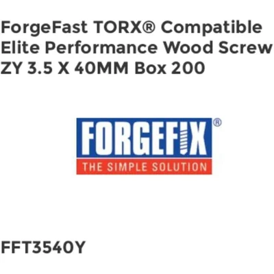 Image of Forgefix ForgeFast TORX Compatible Elite Performance Wood Screw ZY 3.5 x 40mm Box 200 FORFFT3540Y