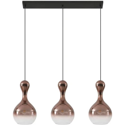 Image of Lucande pendant light Lyrisa, 3 bulb, copper coloured, glass, 22cm