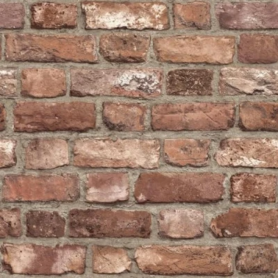 Image of Grandeco Vintage House Brick Pattern Wallpaper Faux Effect Textured A28901