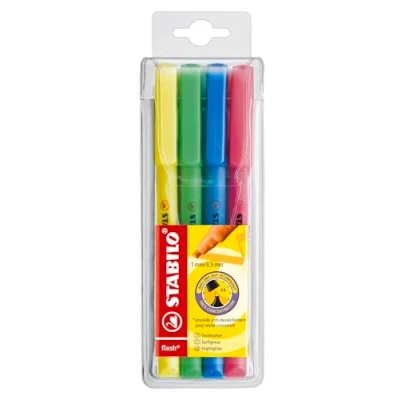 Image of Highlighter STABILO flash Pack of 4 Yellow, Green, Blue, Pink