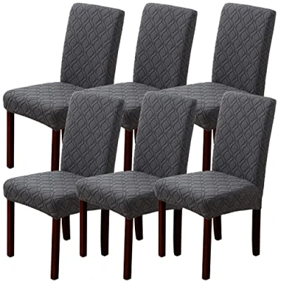 Image of LANSHENG Dining Chair Covers, Stretch Covers for Chairs 6, Removable Washable Seat Slipcovers Room, Kitchen (Set of Grey)