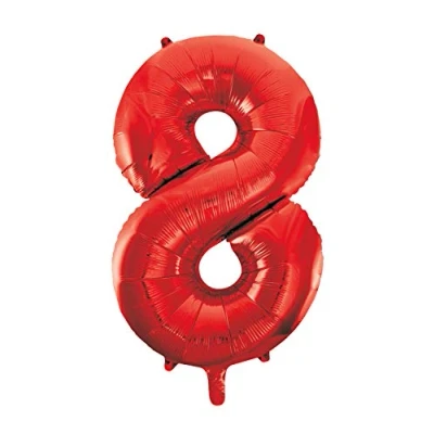 Image of Red Number 8 Shaped Large Foil Balloon (86cm) 1 Piece Perfect for Birthday Parties and Special Events