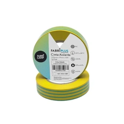 Image of Green/Yellow PVC Insulation Tape Roll 19mmx10m, Ideal for Electricians. Flexible, Durable and Resistant, Perfect Safe efficient Electrical Work.