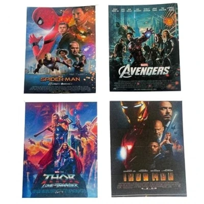 Image of Melody Jane Dolls House Set of 4 Superhero Fiction Posters Miniature Home Decor Accessory