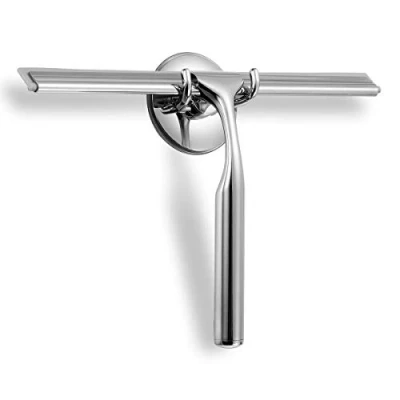 Image of Shower Squeegee,Window Squeegee,Stainless Steel Screen Wiper with Strong Suction Hook for Bathroom,Kitchen,Mirror,Car,Window and Glass Cleaning,10&quot;Chrome