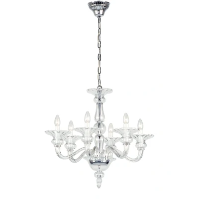 Image of Zagreb Clear Glass Chrome 6 Arm Chandelier