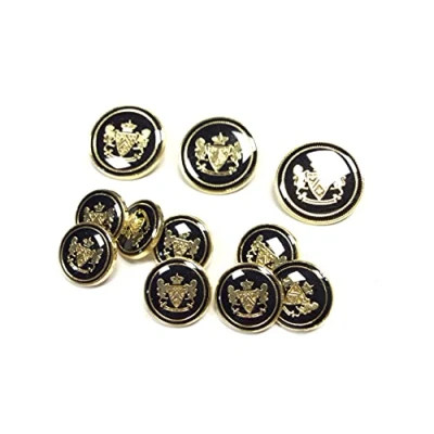 Image of FILMODA Set 11 Buttons Luxury Blazer Black Lion Gold